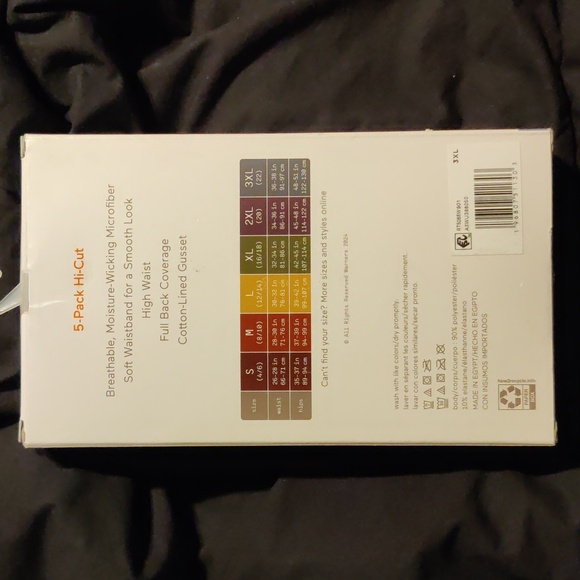 Warners Blissful Benefits 5-Pack Hi-Cut Panties Underwear NIB Size 3XL - Picture 2 of 3